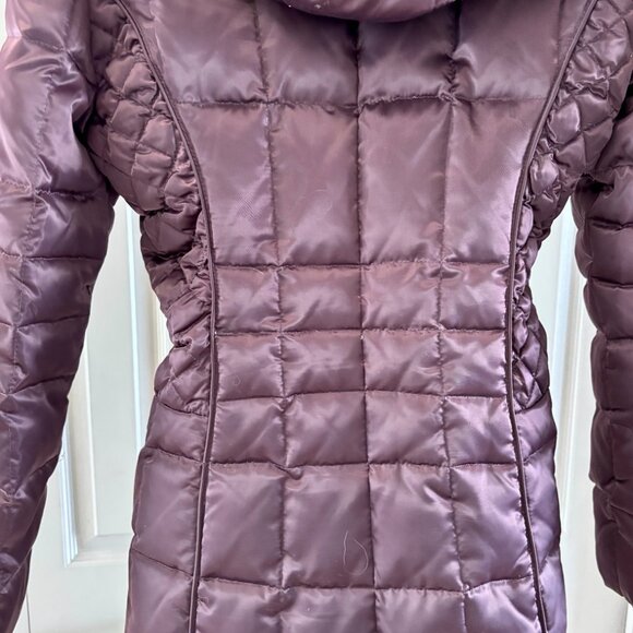 Laundry by Shelli Segal Plum Puffer Coat with Detachable Faux Fur Collar XS - Picture 5 of 10